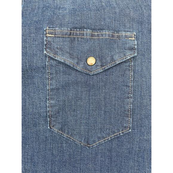 Wrangler Denim Shirt Men XL Blue Jean Pearl Snap Workwear Ranch Rodeo Adult XL - Picture 6 of 8